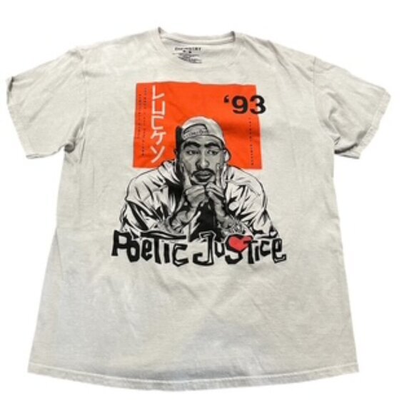Tupac Shakur T-shirt Mens Medium Poetic‎ Justice 1993 short sleeve gray - Picture 2 of 11